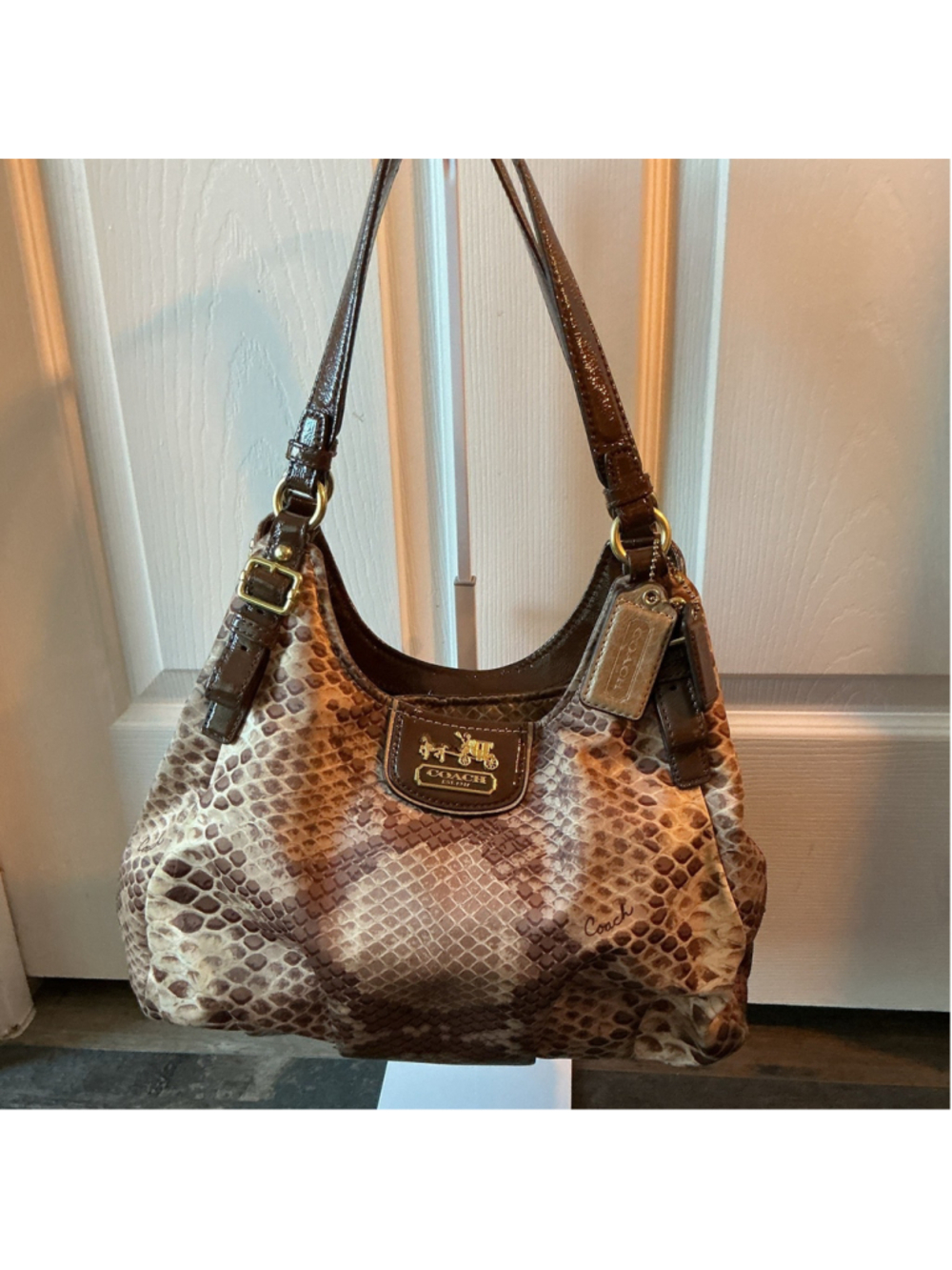Coach Madison Python Print Maggie Hobo Shoulder Bag Vintage